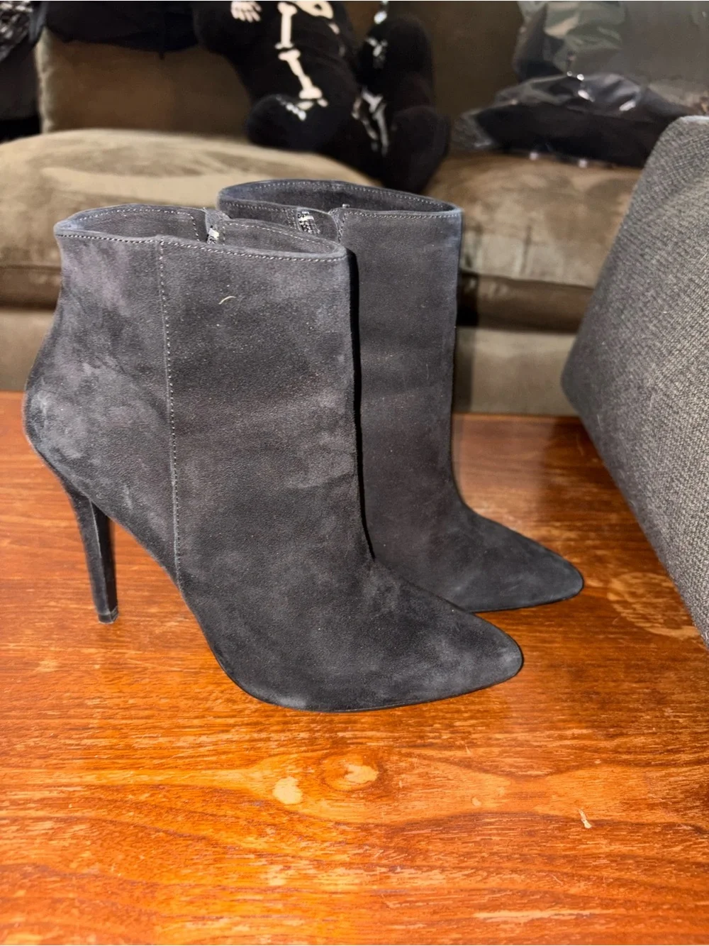 Charles By Charles David Black Suede Pointed Toe Ankle Booties